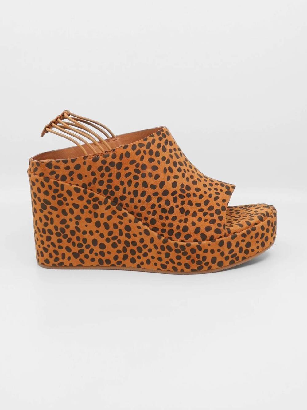 NEW ANTELOPE women's brooklyn leopard print platform wedge sandals in tobacco